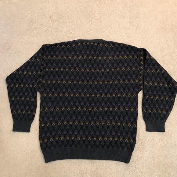 Jantzen Classics Crewneck Sweater Mens XL Charcoal Grey Multi Color Eclectic y2k - Picture 3 of 8